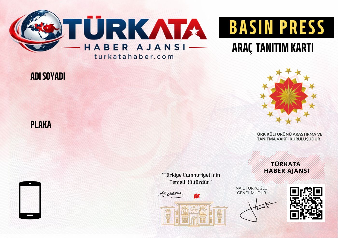TürkAta Haber Ajansı Araç Tanıtım Kartı tasarımı